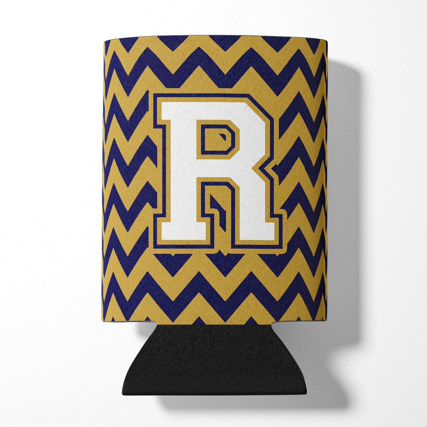 Letter R Chevron Navy Blue and Gold Can or Bottle Hugger CJ1057-RCC.