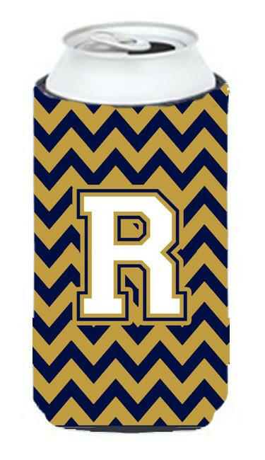 Letter R Chevron Navy Blue and Gold Tall Boy Beverage Insulator Hugger CJ1057-RTBC by Caroline's Treasures