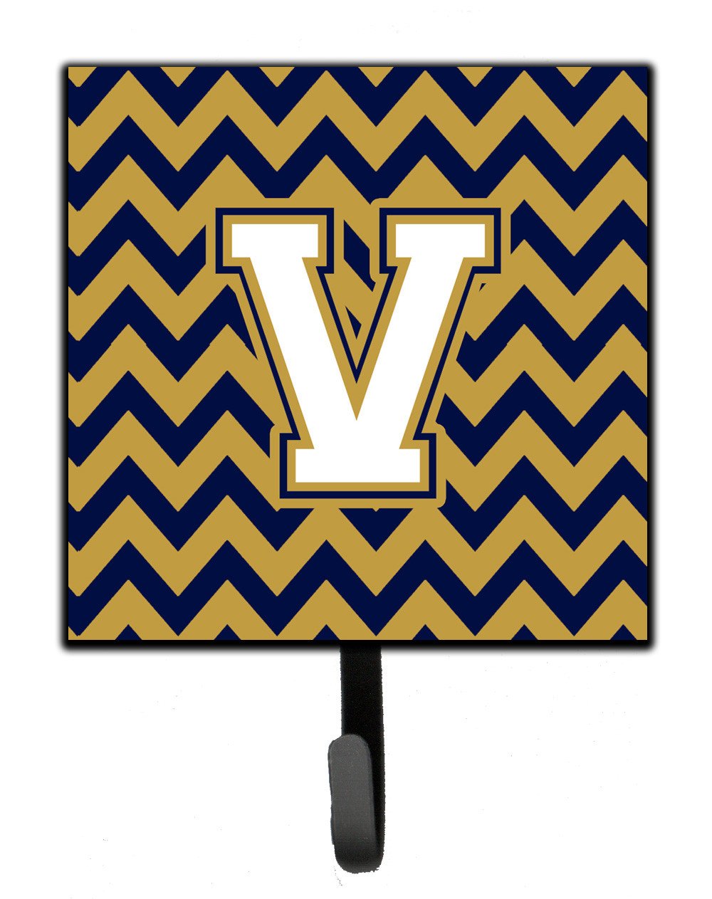 Letter V Chevron Navy Blue and Gold Leash or Key Holder CJ1057-VSH4 by Caroline's Treasures