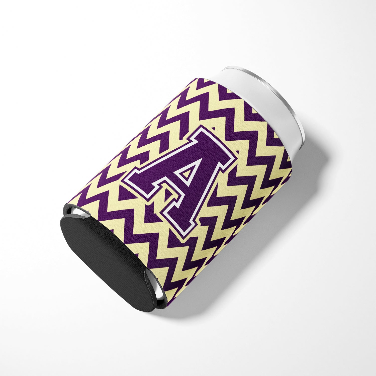 Letter A Chevron Purple and Gold Can or Bottle Hugger CJ1058-ACC.