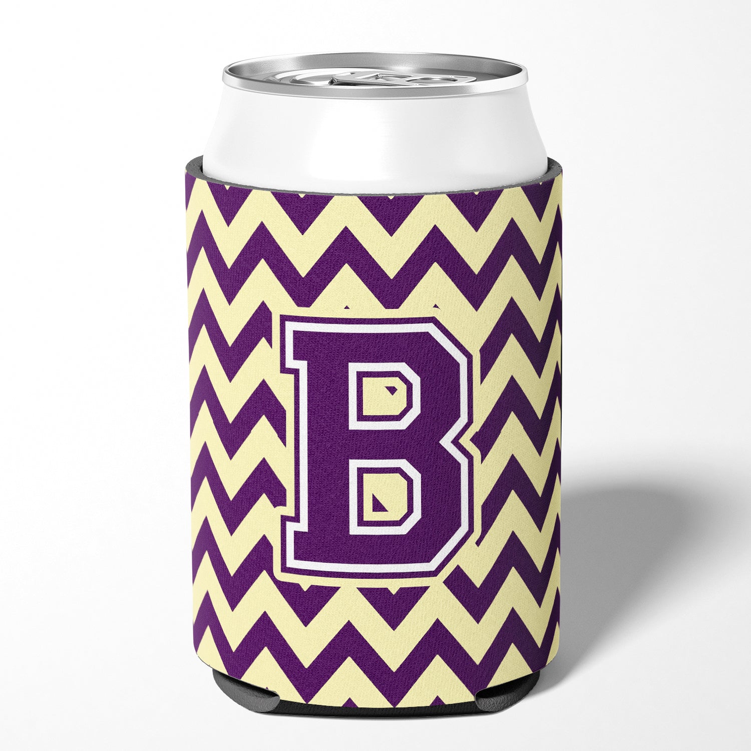 Letter B Chevron Purple and Gold Can or Bottle Hugger CJ1058-BCC.