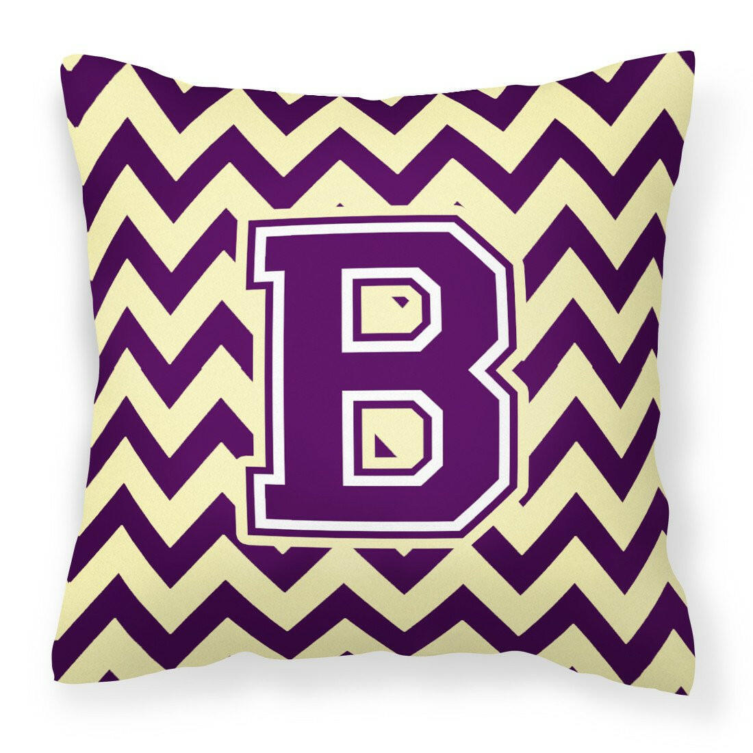 Letter B Chevron Purple and Gold Fabric Decorative Pillow CJ1058-BPW1414 by Caroline's Treasures