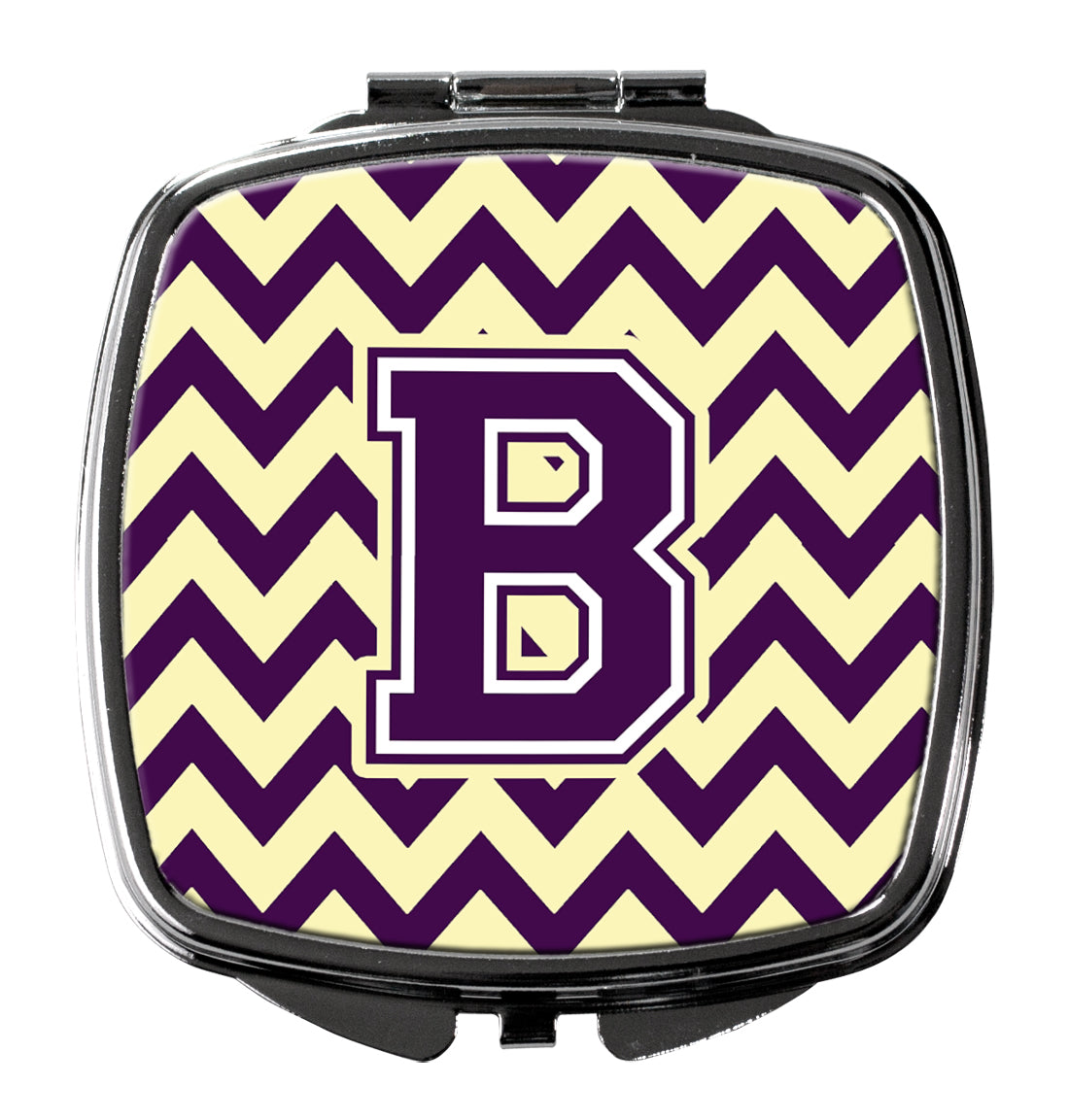 Letter B Chevron Purple and Gold Compact Mirror CJ1058-BSCM  the-store.com.