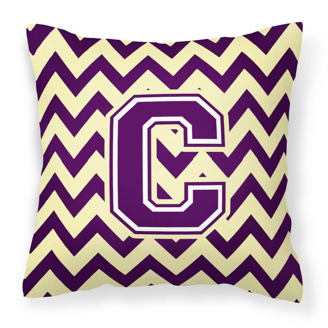 Letter C Chevron Purple and Gold Fabric Decorative Pillow CJ1058-CPW1414 by Caroline's Treasures