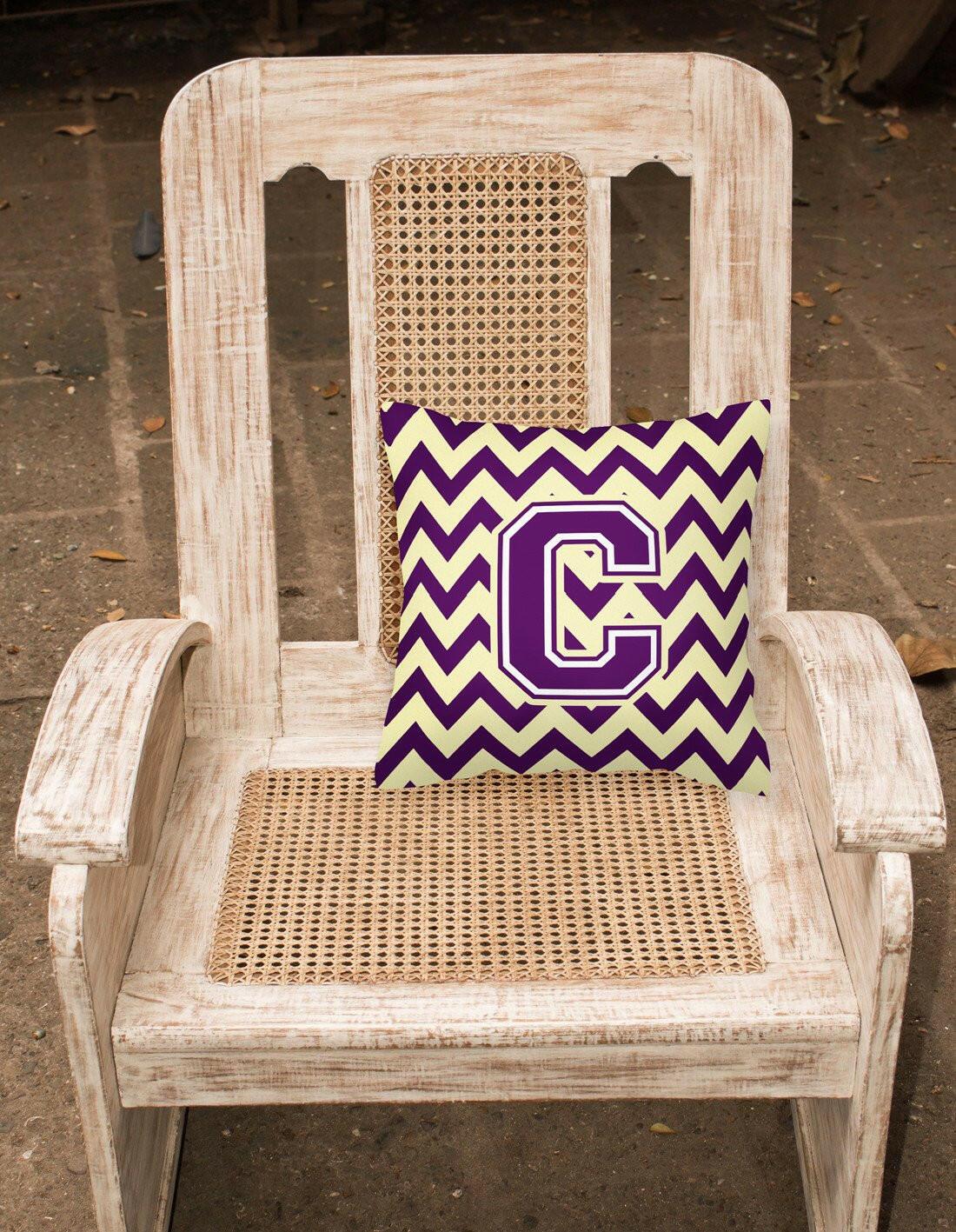 Letter C Chevron Purple and Gold Fabric Decorative Pillow CJ1058-CPW1414 by Caroline's Treasures