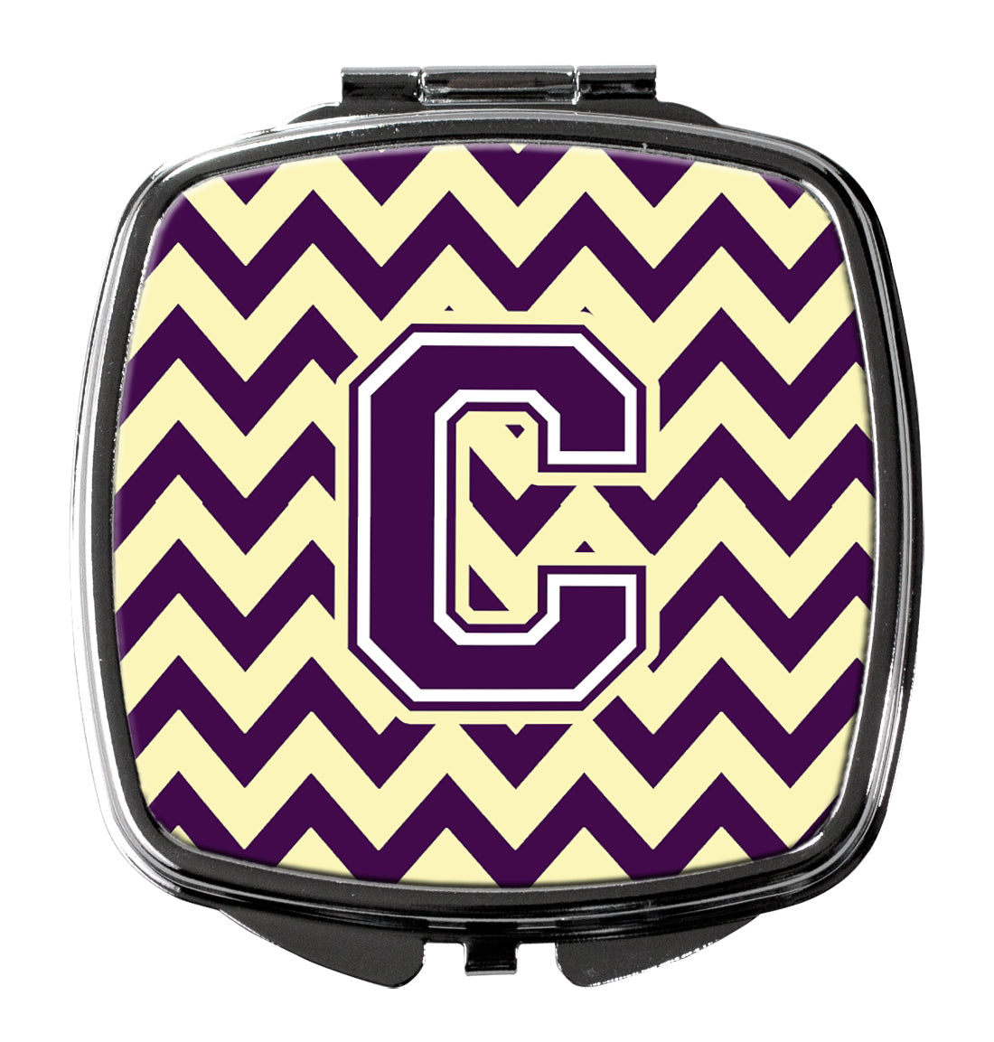 Letter C Chevron Purple and Gold Compact Mirror CJ1058-CSCM  the-store.com.