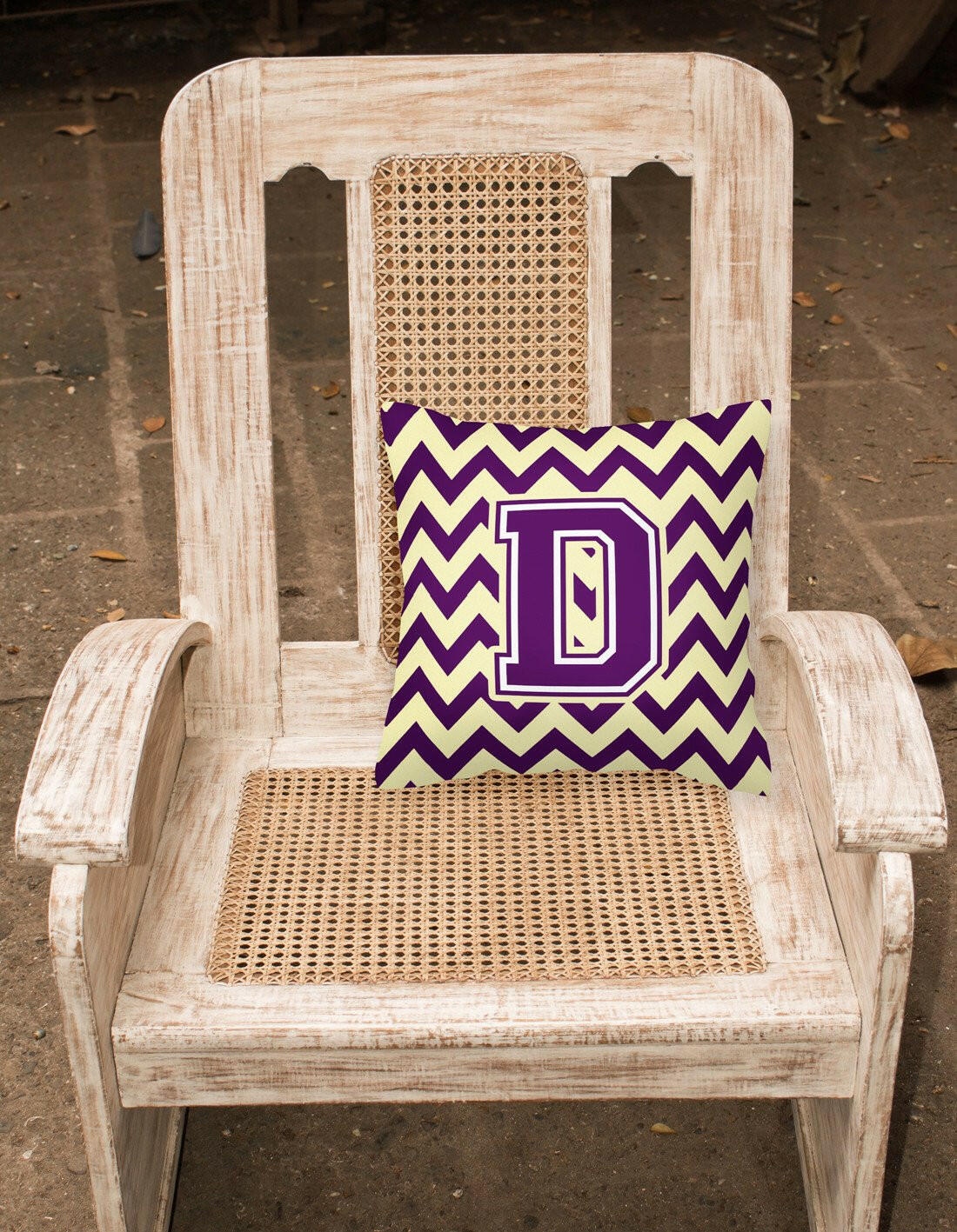 Letter D Chevron Purple and Gold Fabric Decorative Pillow CJ1058-DPW1414 by Caroline's Treasures