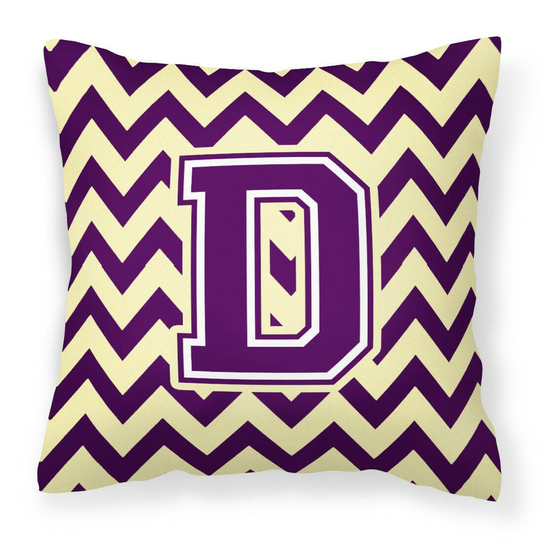 Letter D Chevron Purple and Gold Fabric Decorative Pillow CJ1058-DPW1414 by Caroline's Treasures