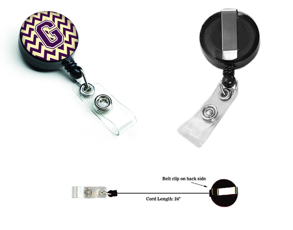 Letter G Chevron Purple and Gold Retractable Badge Reel CJ1058-GBR.