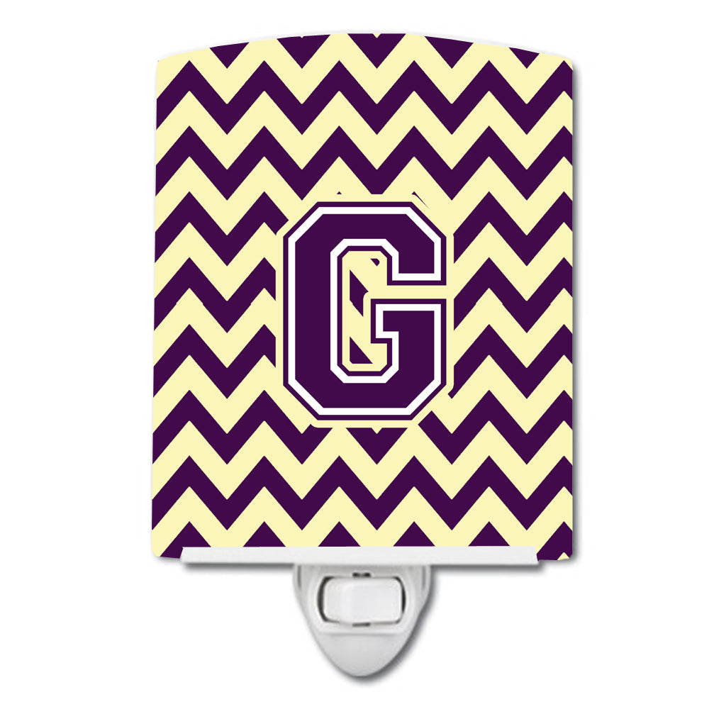 Letter G Chevron Purple and Gold Ceramic Night Light CJ1058-GCNL - the-store.com