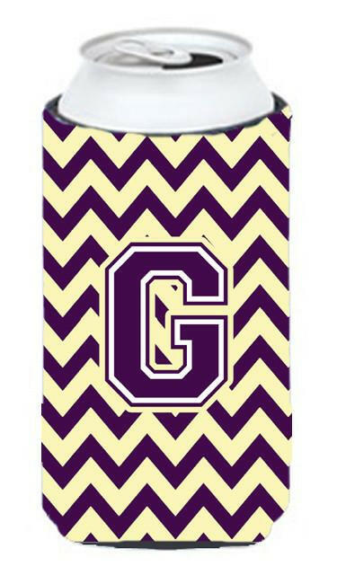 Letter G Chevron Purple and Gold Tall Boy Beverage Insulator Hugger CJ1058-GTBC by Caroline&#39;s Treasures