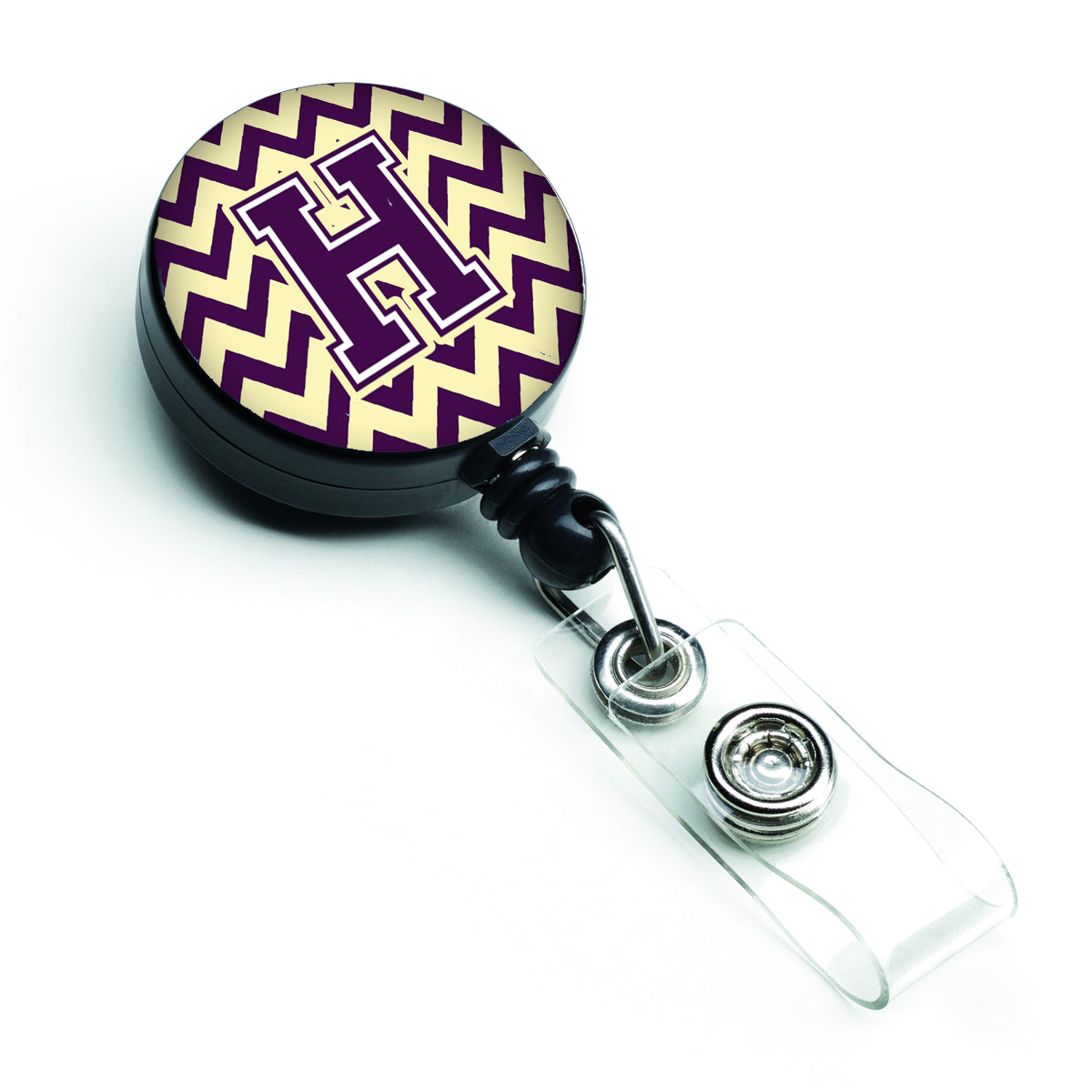 Letter H Chevron Purple and Gold Retractable Badge Reel CJ1058-HBR.