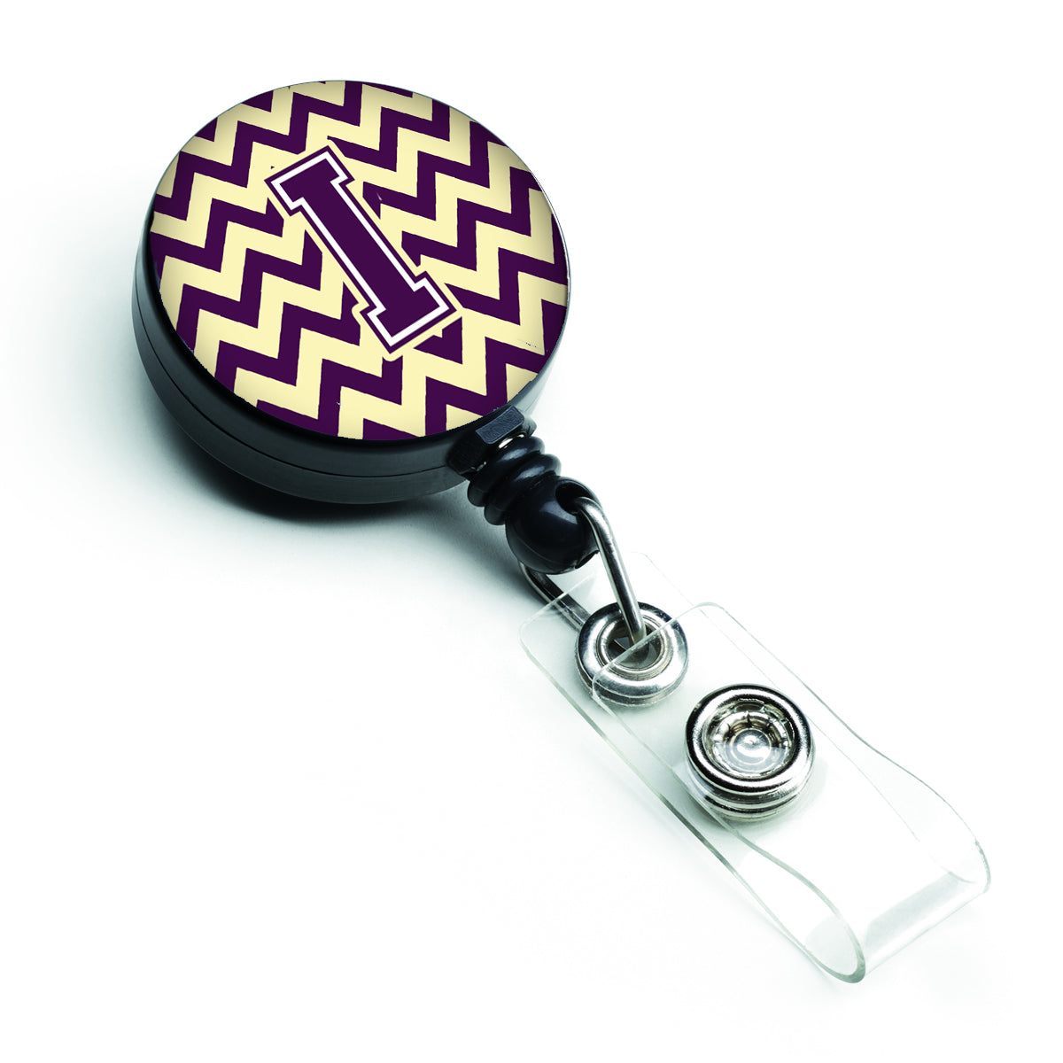 Letter I Chevron Purple and Gold Retractable Badge Reel CJ1058-IBR.