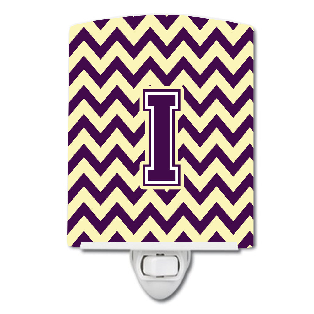 Letter I Chevron Purple and Gold Ceramic Night Light CJ1058-ICNL - the-store.com