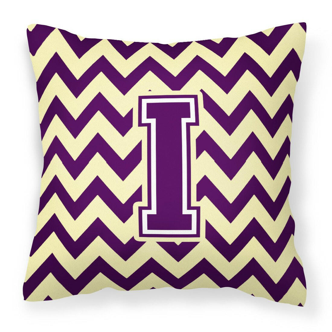 Letter I Chevron Purple and Gold Fabric Decorative Pillow CJ1058-IPW1414 by Caroline's Treasures