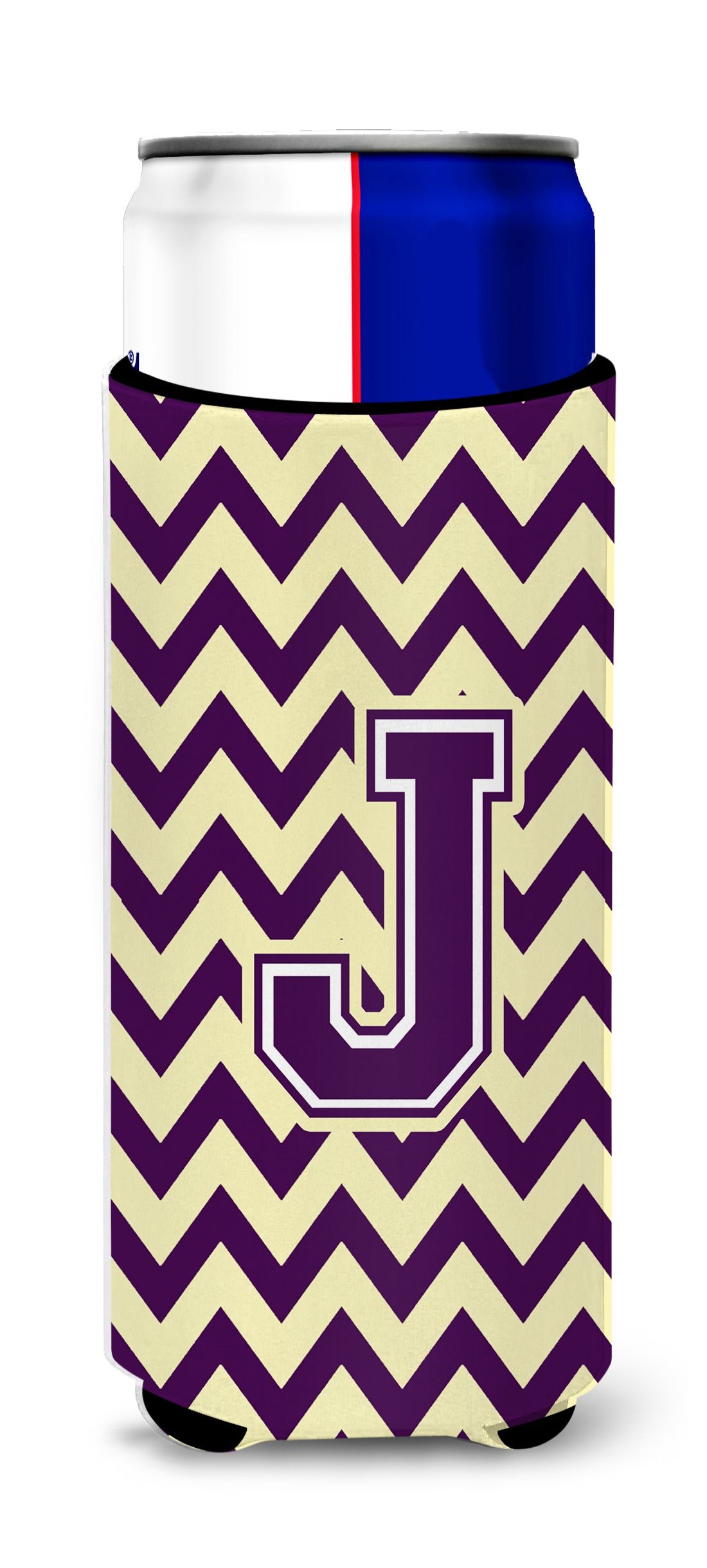 Letter J Chevron Purple and Gold Ultra Beverage Insulators for slim cans CJ1058-JMUK.