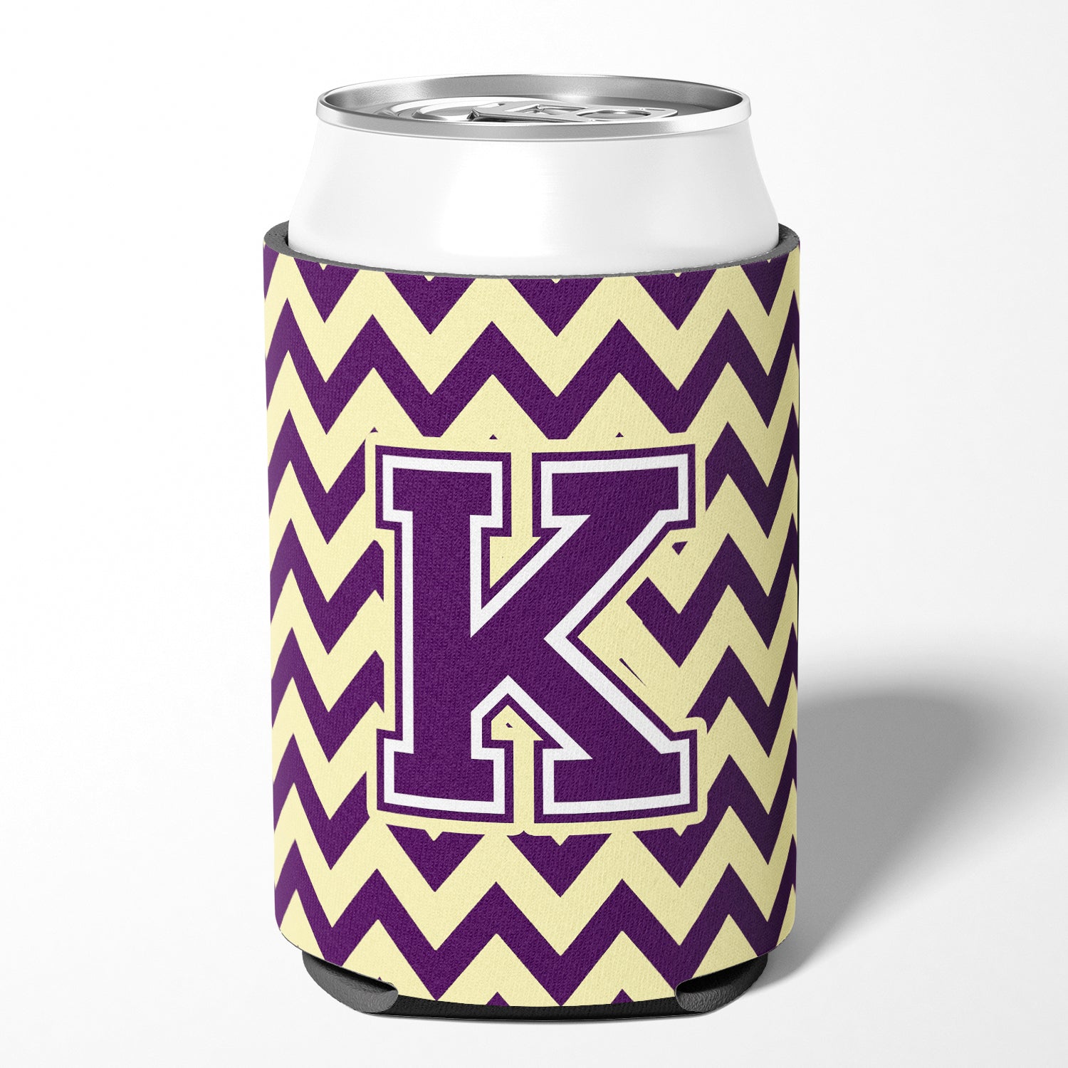 Letter K Chevron Purple and Gold Can or Bottle Hugger CJ1058-KCC.