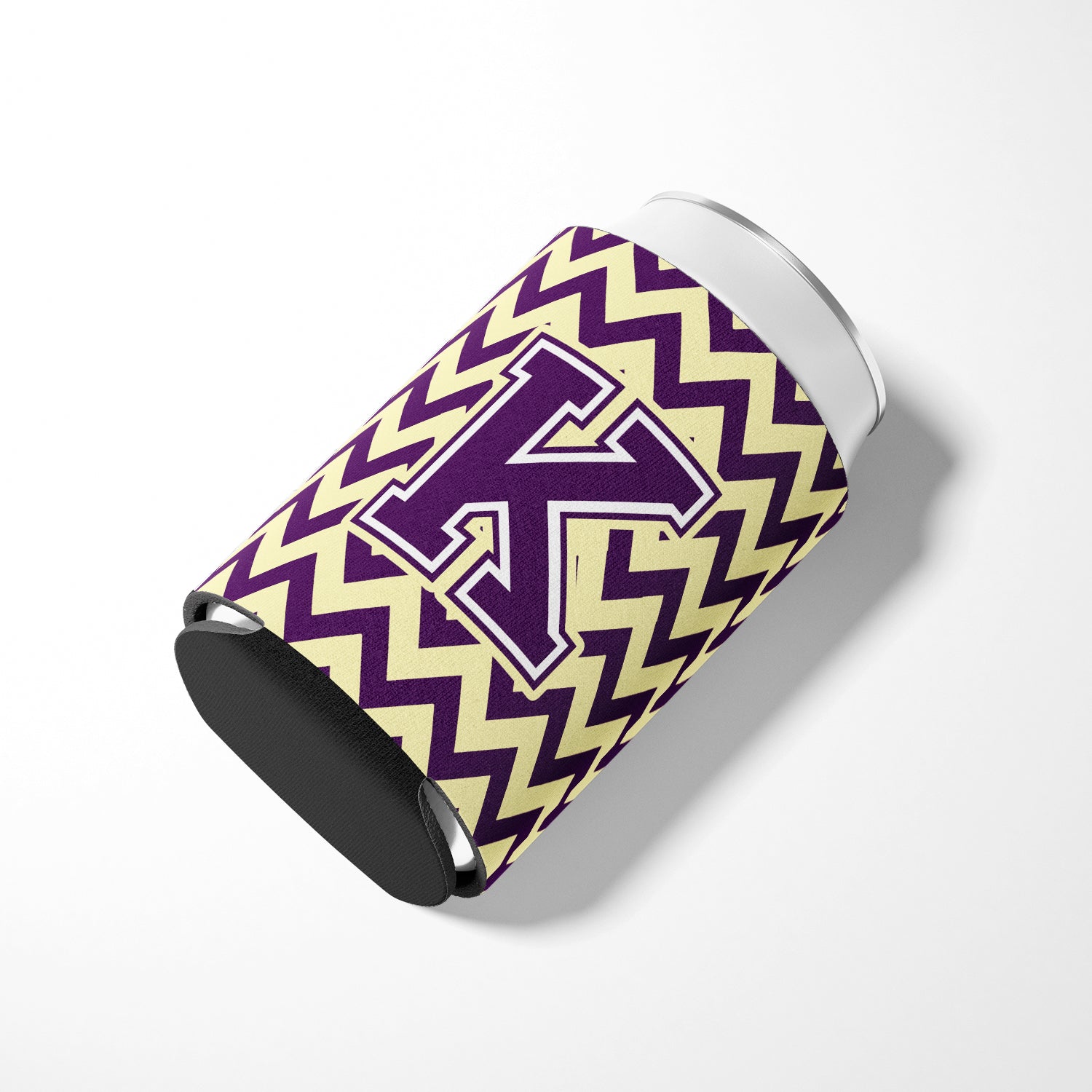 Letter K Chevron Purple and Gold Can or Bottle Hugger CJ1058-KCC.