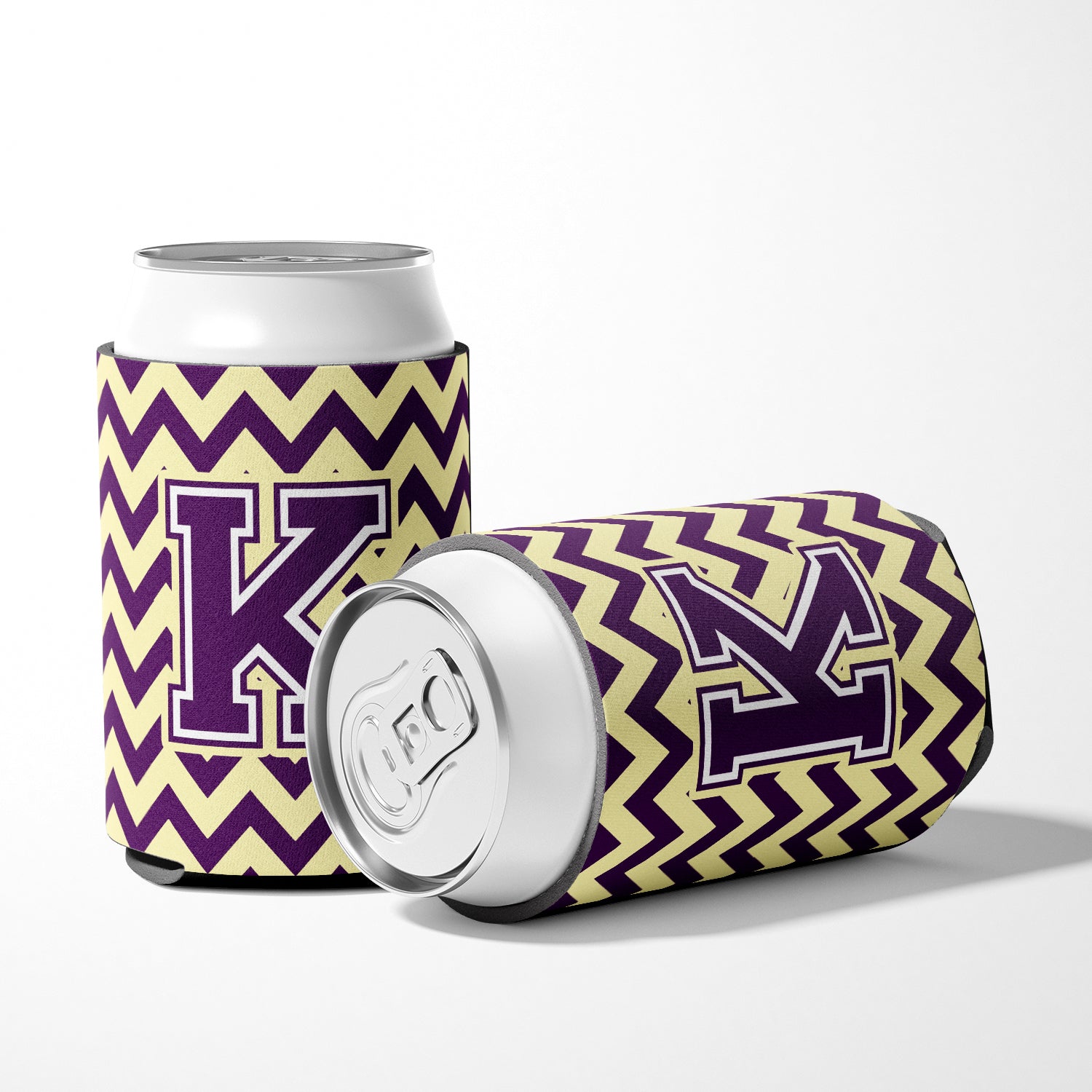 Letter K Chevron Purple and Gold Can or Bottle Hugger CJ1058-KCC.