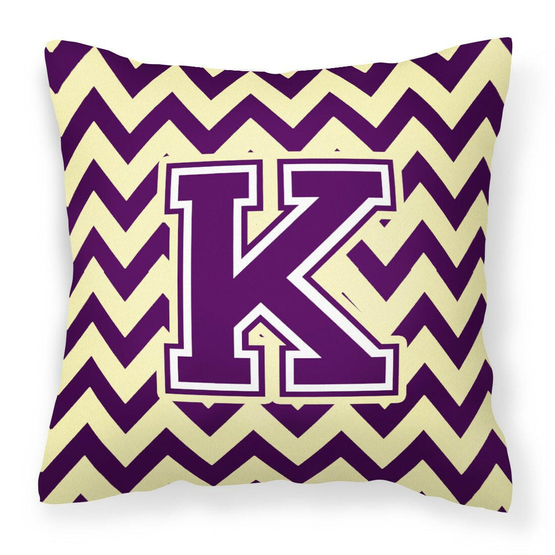 Letter K Chevron Purple and Gold Fabric Decorative Pillow CJ1058-KPW1414 by Caroline's Treasures