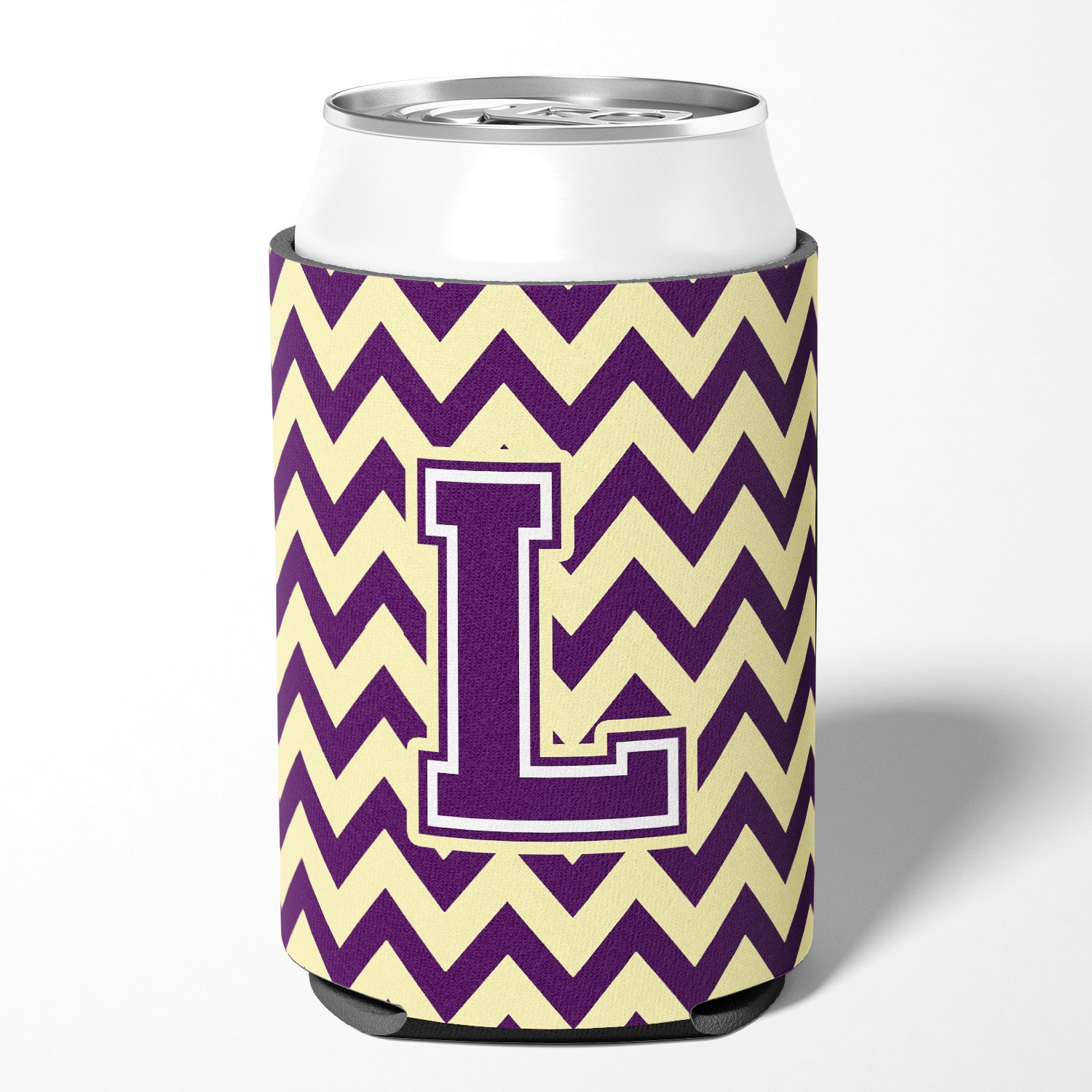 Letter L Chevron Purple and Gold Can or Bottle Hugger CJ1058-LCC.