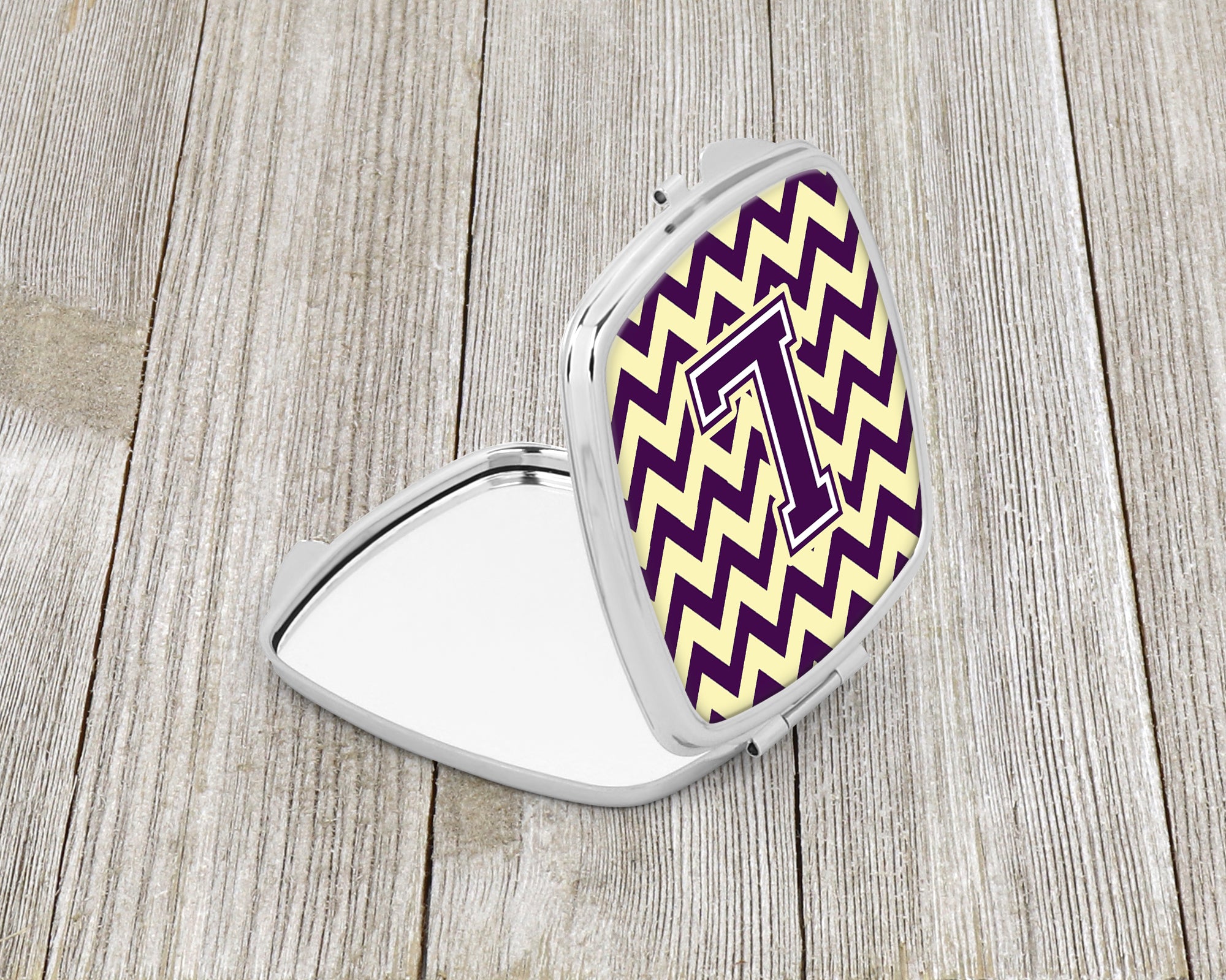 Letter L Chevron Purple and Gold Compact Mirror CJ1058-LSCM  the-store.com.