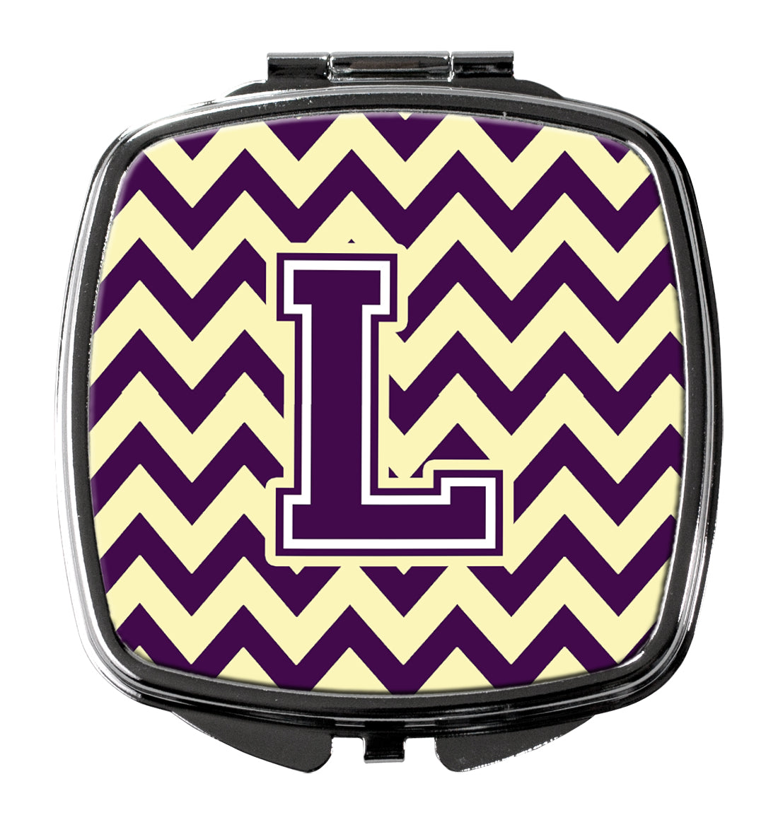 Letter L Chevron Purple and Gold Compact Mirror CJ1058-LSCM  the-store.com.