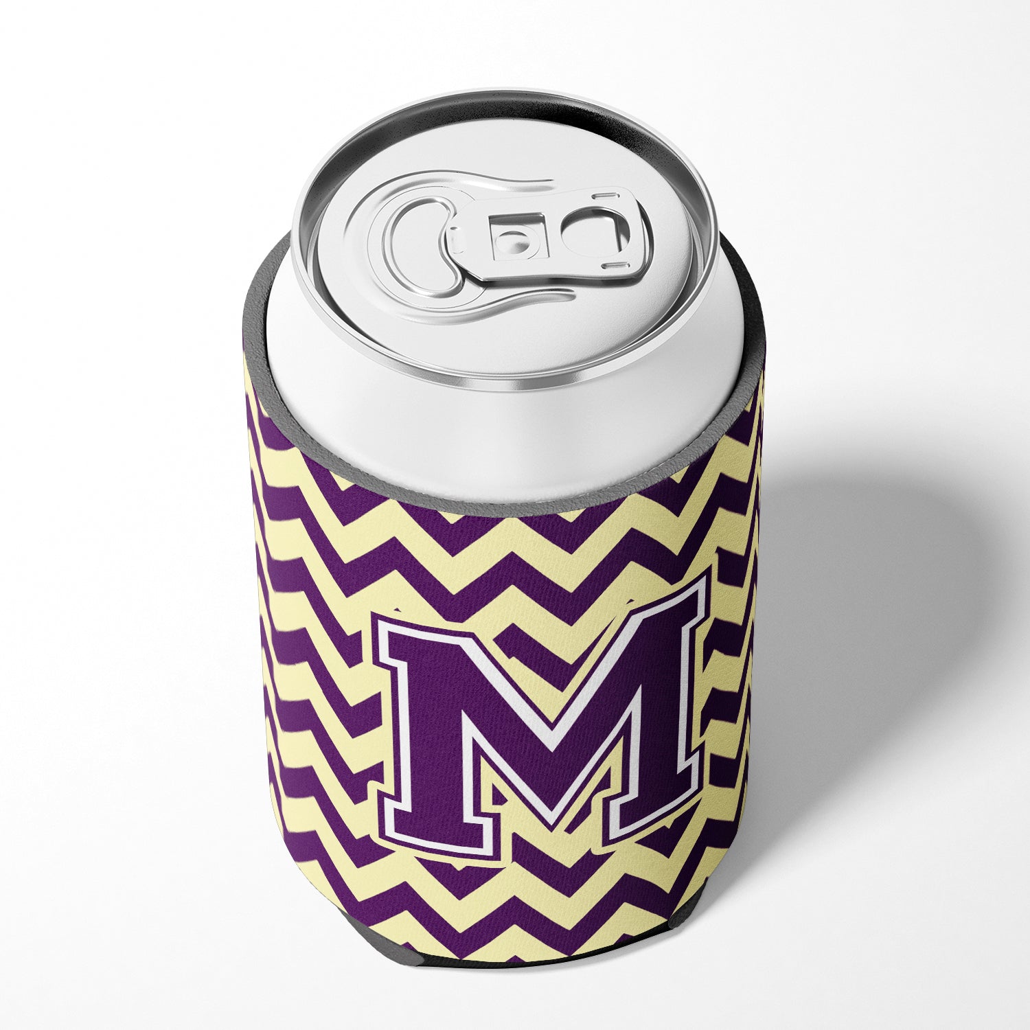 Letter M Chevron Purple and Gold Can or Bottle Hugger CJ1058-MCC.