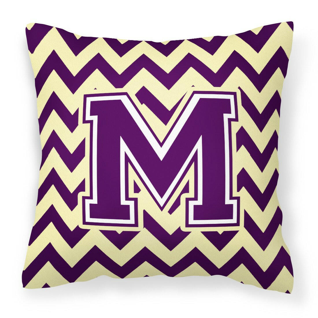 Letter M Chevron Purple and Gold Fabric Decorative Pillow CJ1058-MPW1414 by Caroline's Treasures