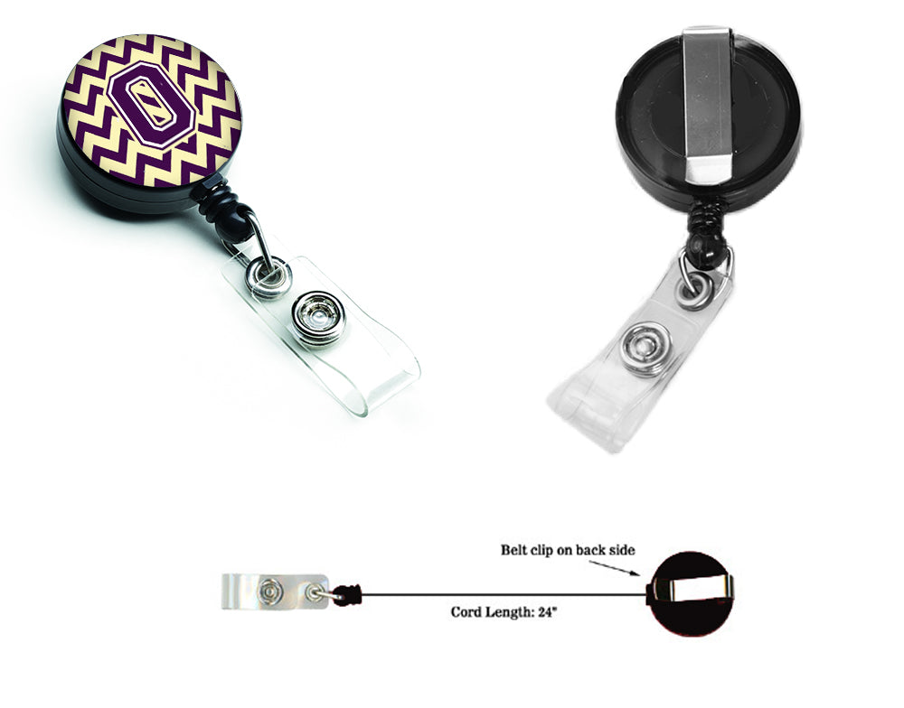 Letter O Chevron Purple and Gold Retractable Badge Reel CJ1058-OBR.