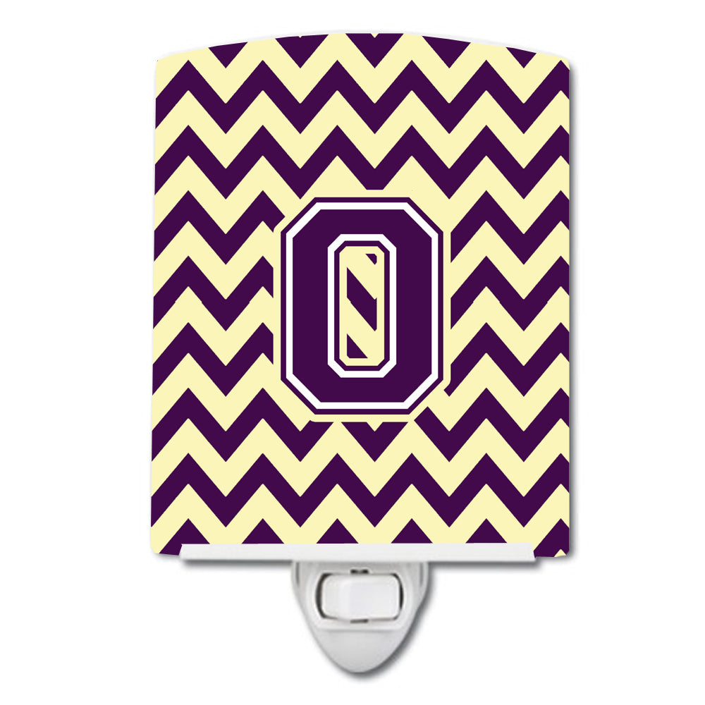 Letter O Chevron Purple and Gold Ceramic Night Light CJ1058-OCNL - the-store.com