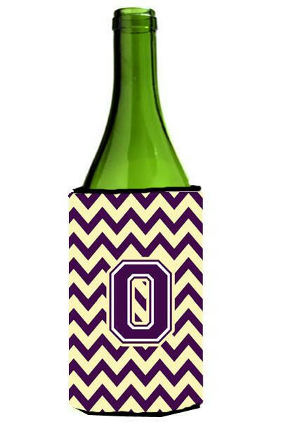 Letter O Chevron Purple and Gold Wine Bottle Beverage Insulator Hugger CJ1058-OLITERK by Caroline&#39;s Treasures