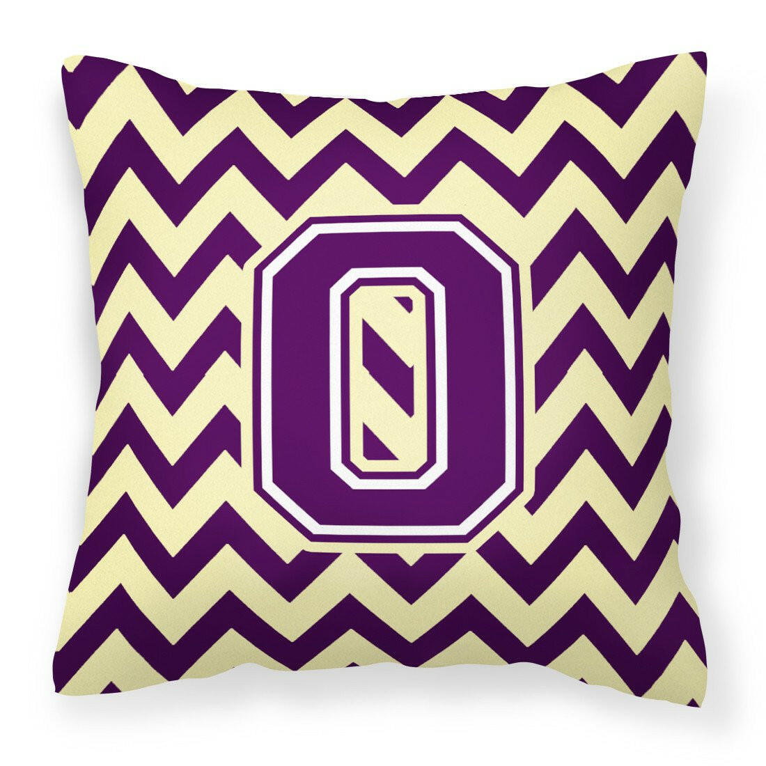 Letter O Chevron Purple and Gold Fabric Decorative Pillow CJ1058-OPW1414 by Caroline's Treasures