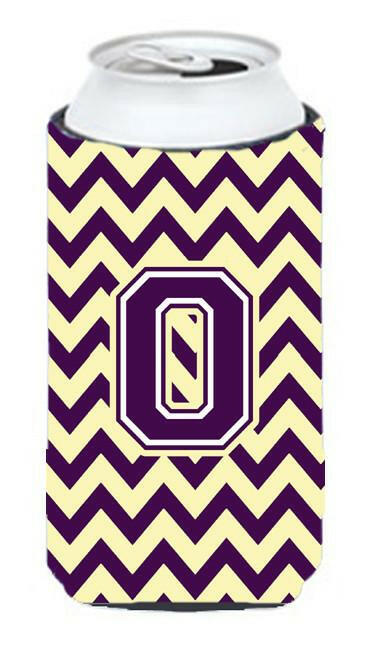 Letter O Chevron Purple and Gold Tall Boy Beverage Insulator Hugger CJ1058-OTBC by Caroline's Treasures