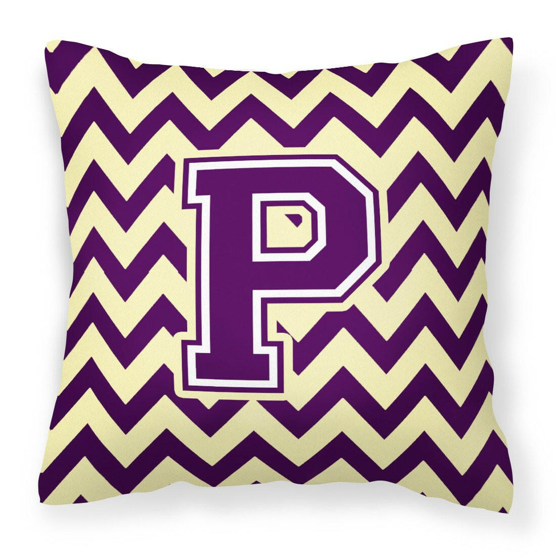 Letter P Chevron Purple and Gold Fabric Decorative Pillow CJ1058-PPW1414 by Caroline's Treasures