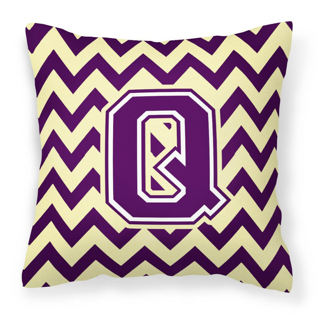 Letter Q Chevron Purple and Gold Fabric Decorative Pillow CJ1058-QPW1414 by Caroline's Treasures