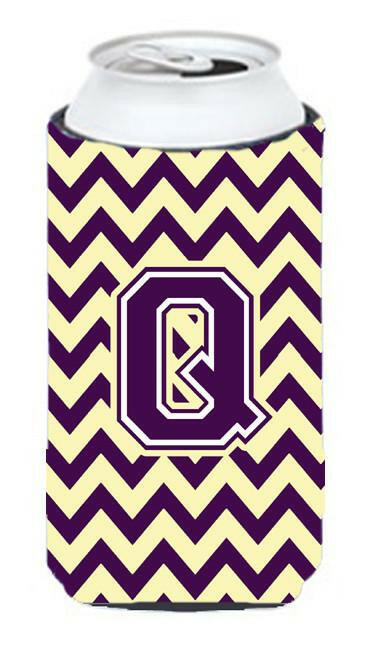 Letter Q Chevron Purple and Gold Tall Boy Beverage Insulator Hugger CJ1058-QTBC by Caroline's Treasures