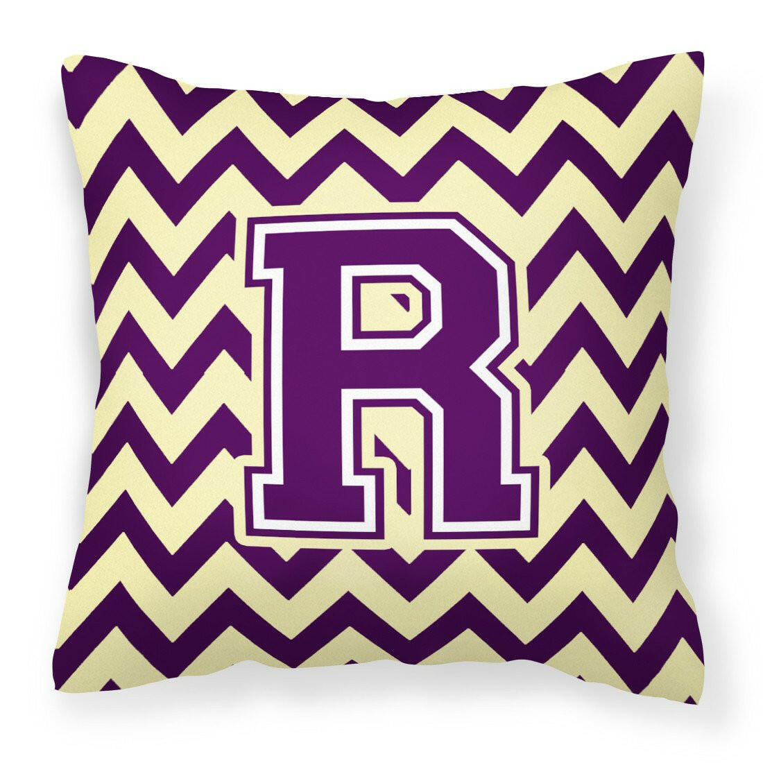 Letter R Chevron Purple and Gold Fabric Decorative Pillow CJ1058-RPW1414 by Caroline's Treasures