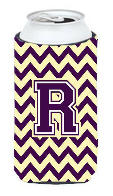 Letter R Chevron Purple and Gold Tall Boy Beverage Insulator Hugger CJ1058-RTBC by Caroline's Treasures