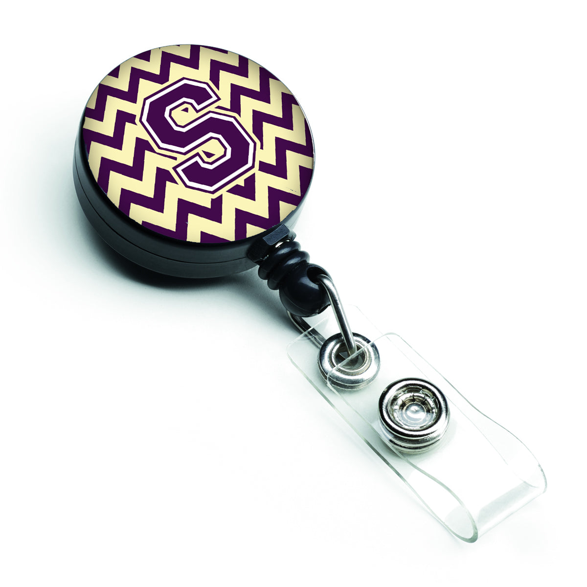 Letter S Chevron Purple and Gold Retractable Badge Reel CJ1058-SBR.