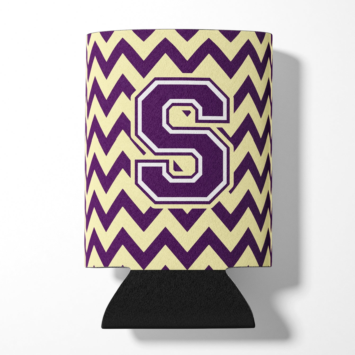 Letter S Chevron Purple and Gold Can or Bottle Hugger CJ1058-SCC.