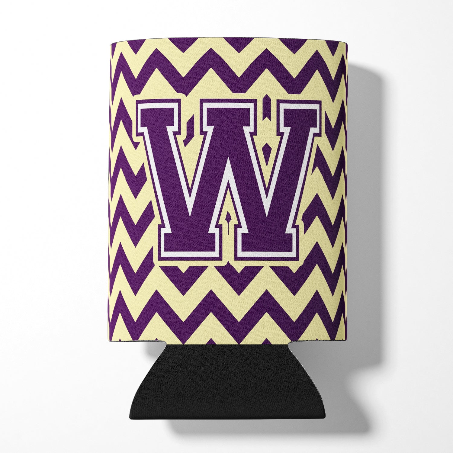 Letter W Chevron Purple and Gold Can or Bottle Hugger CJ1058-WCC.