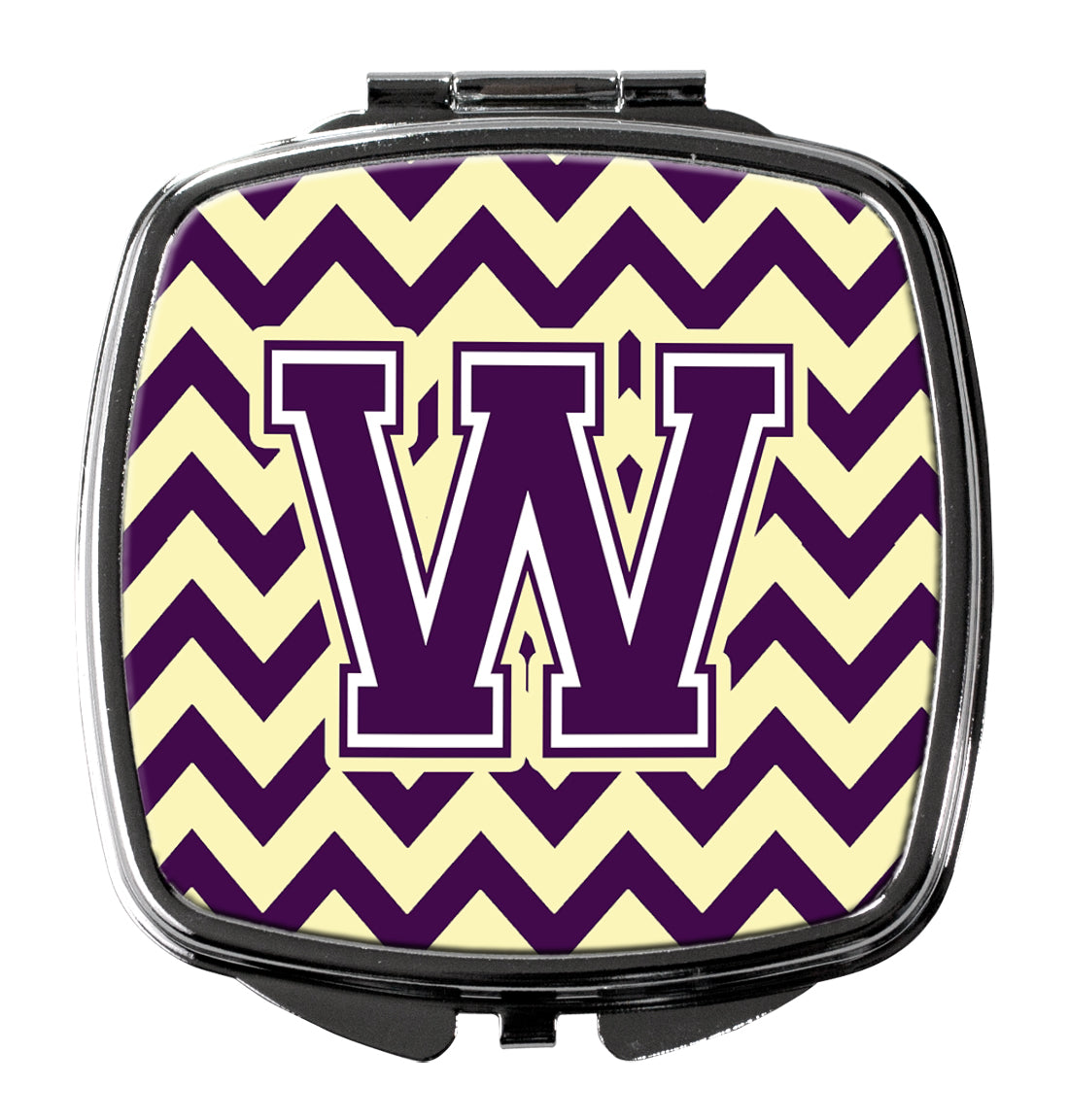 Letter W Chevron Purple and Gold Compact Mirror CJ1058-WSCM  the-store.com.