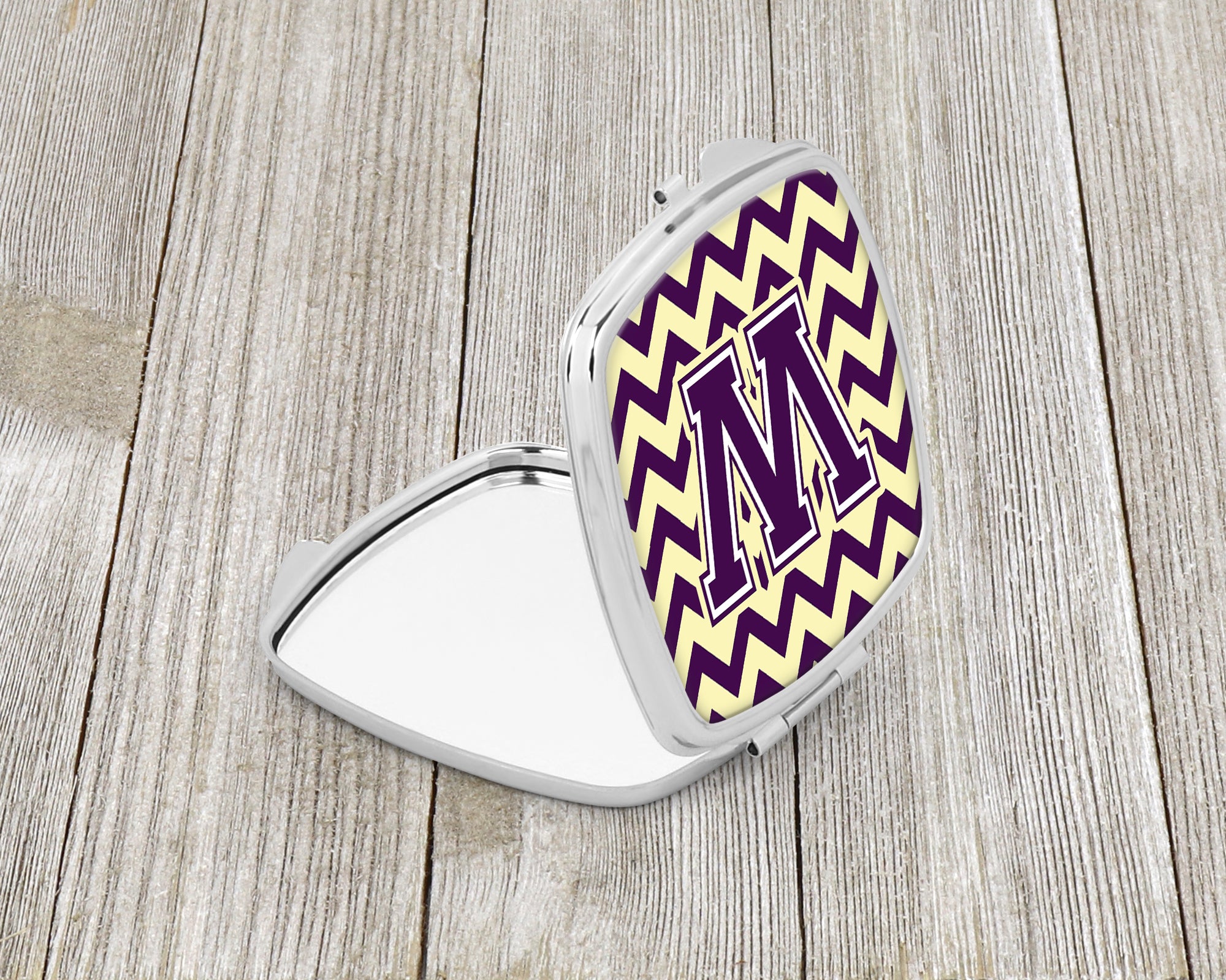 Letter W Chevron Purple and Gold Compact Mirror CJ1058-WSCM  the-store.com.