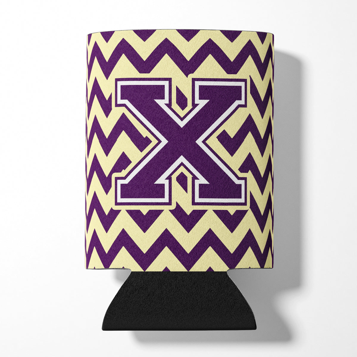 Letter X Chevron Purple and Gold Can or Bottle Hugger CJ1058-XCC.