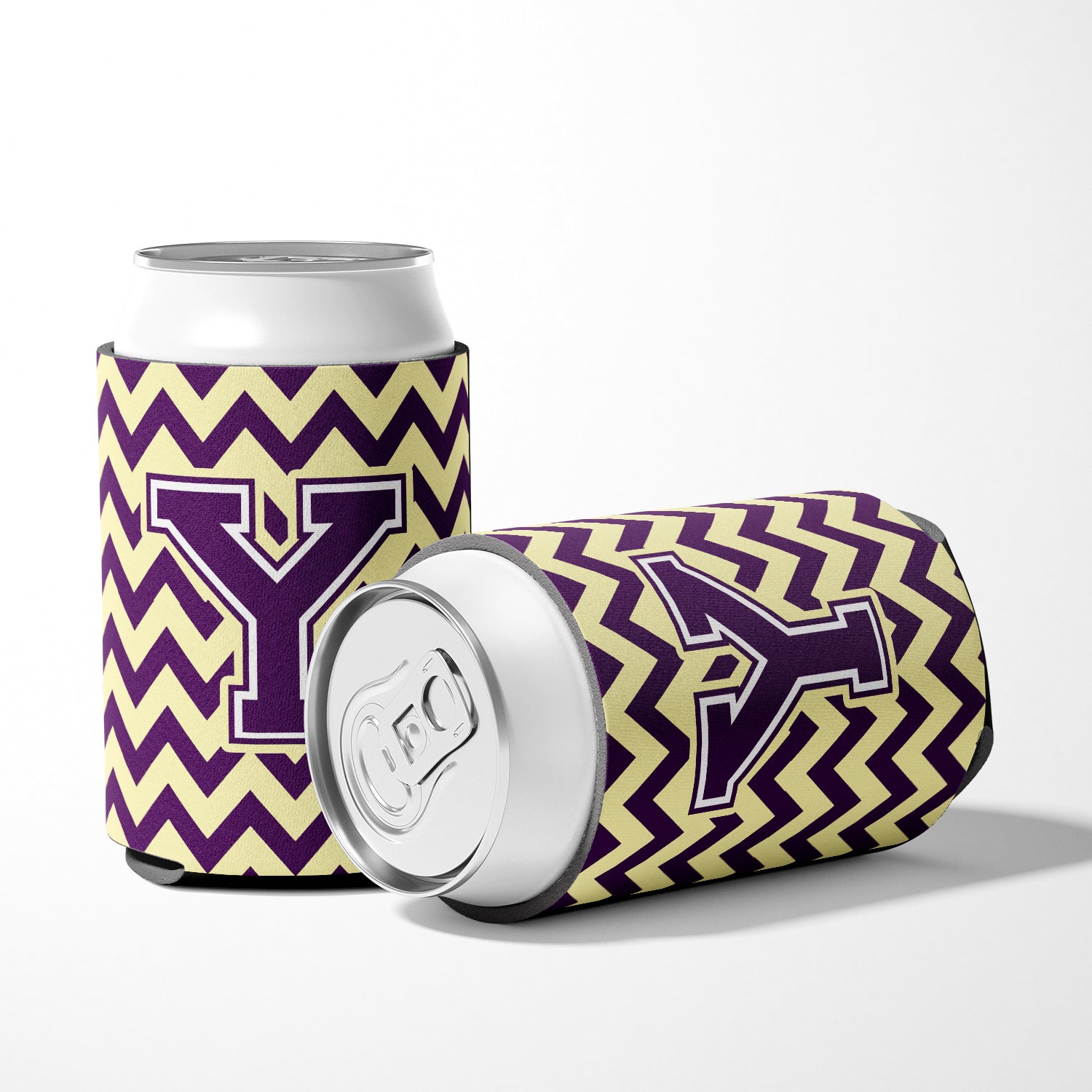 Letter Y Chevron Purple and Gold Can or Bottle Hugger CJ1058-YCC.