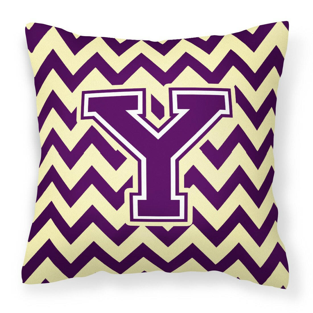 Letter Y Chevron Purple and Gold Fabric Decorative Pillow CJ1058-YPW1414 by Caroline's Treasures