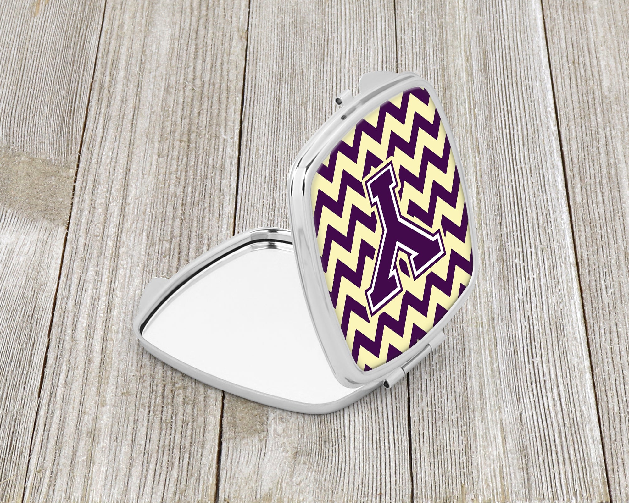 Letter Y Chevron Purple and Gold Compact Mirror CJ1058-YSCM  the-store.com.