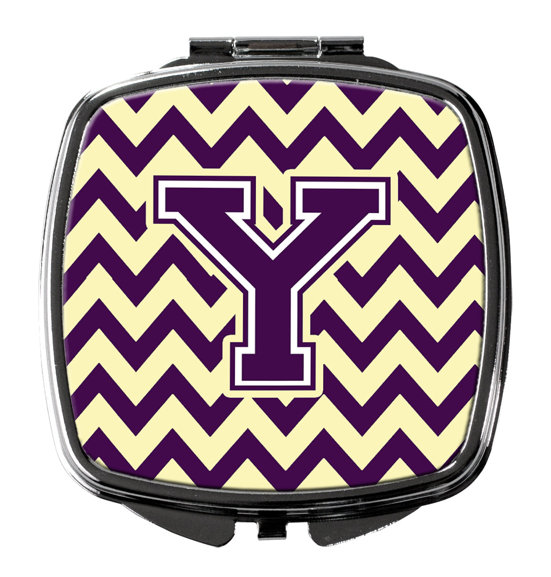 Letter Y Chevron Purple and Gold Compact Mirror CJ1058-YSCM  the-store.com.