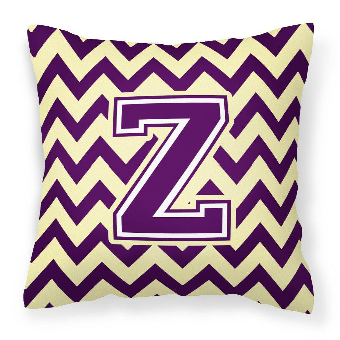 Letter Z Chevron Purple and Gold Fabric Decorative Pillow CJ1058-ZPW1414 by Caroline's Treasures